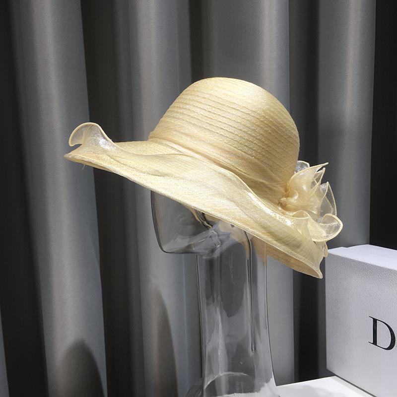 Ladies Sun Hat Summer Elegant Fashion Top Hat Organza Flower Pot Hat Sun Hat
