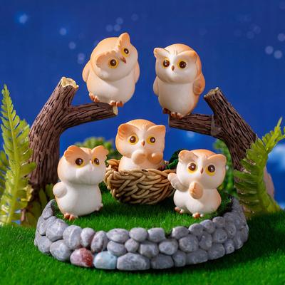 Mini Resin Owl Statue Micro Landscape Decoration For Car Home Desktop Ornaments