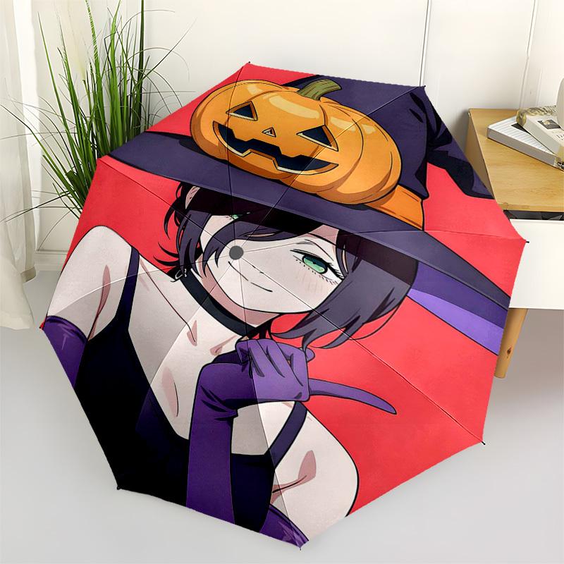 

1pc Halloween Witch Pumpkin Outdoor Umbrella - Automatic Opening/Closing, Portable 3-Fold Design, 8-Bone Iron Frame, Festival Gift for Fans, Trav
