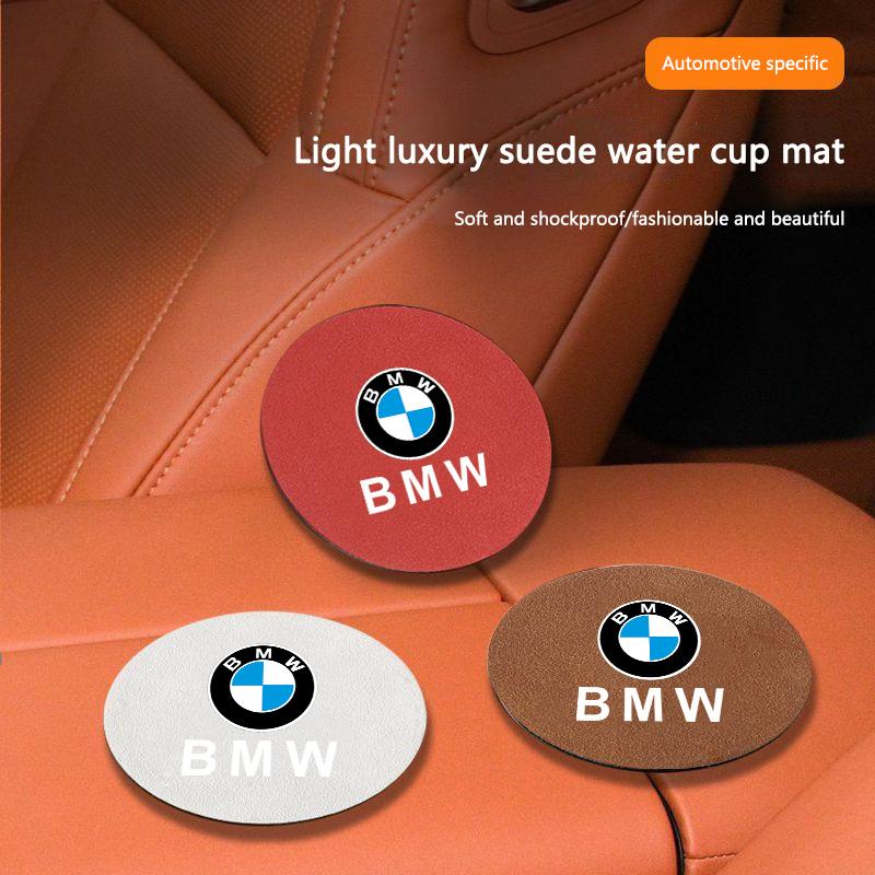 2pcs Suede Car Coaster Mat Water Cup Slots Non-Slip Pad For BMW M Performance F20 F40 F22 F30 E90 F32 F10 F06 F07 F46 M3 M4 M5