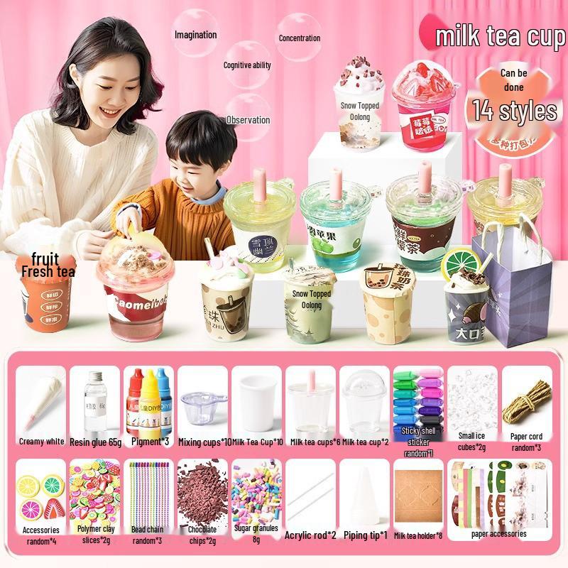 DIY Mini Milchteetasse Bastelset für Kinder - Handgemachtes Spielzeugmaterialpaket für Mädchen und Grundschüler