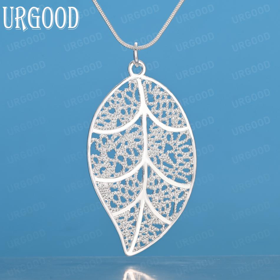 925 Sterlingsilber Blatt Anhänger Halskette Mode Hochzeitsschmuck