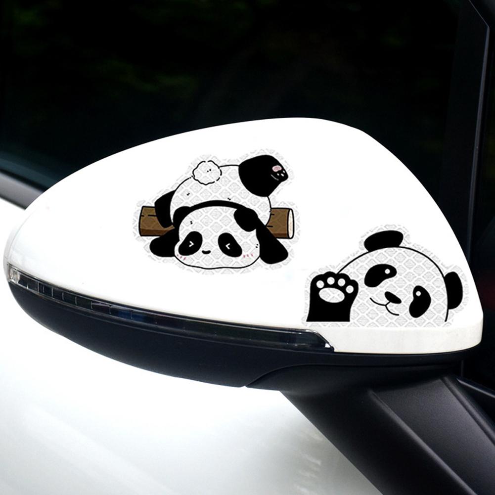 5ks/sada nálepka na motocyklovou přilbu Vodotěsný Creative Pandas noční výstražná cedule Reflexní nálepka Exteriérové příslušenství