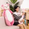 Colorful bear turned strawberry bear long plush throw pillow sofa cushion girls bed sleeping leg pillow bedside pillow