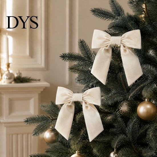 Party Background Ornaments 2Pcs Velvet Christmas Bows, Holiday Hanging Wall Decor for Tree Decorations Topper, Wedding Backdrop, Bridal Shower,