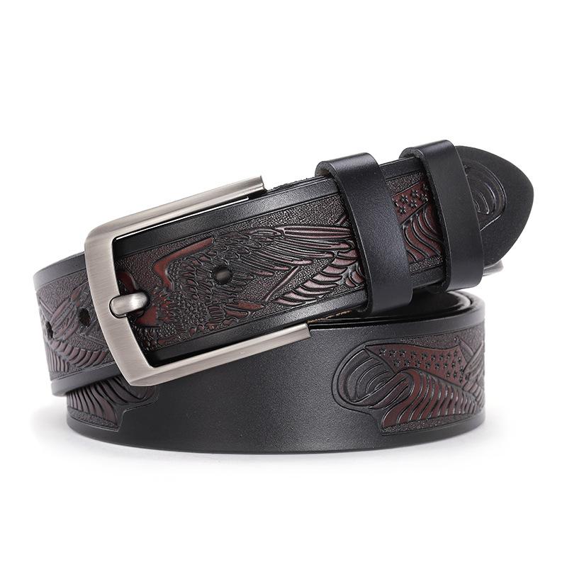 Leren Riem, Heren Leren Riem, Retro Pure Koeienhuid Riem Voor Mannen 110cm black