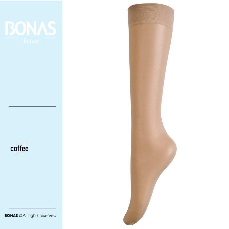 Bonas Women's Black Summer Ultra-Thin Over-the-Knee Japanese Style Stockings