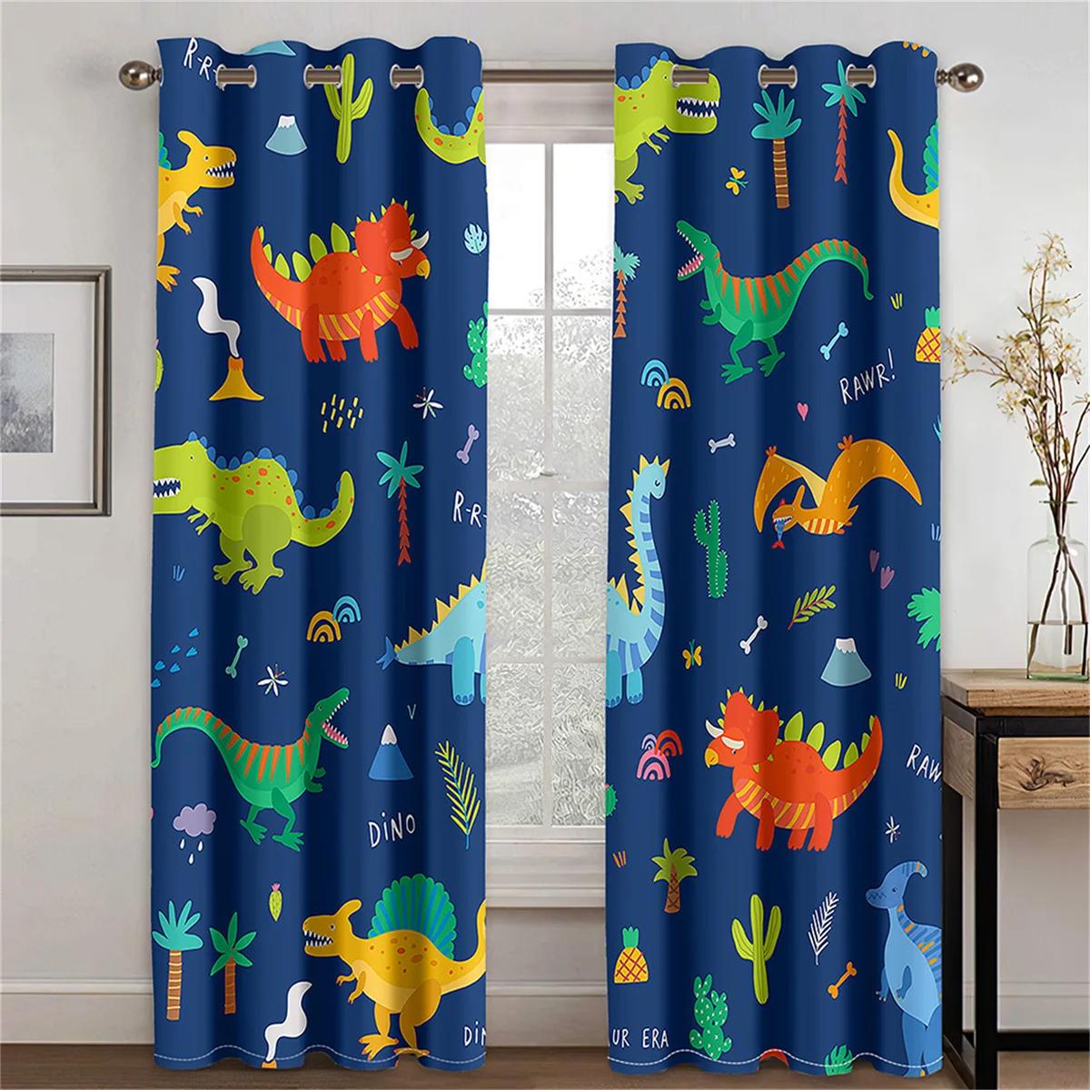 

3d Энциклопедия названий динозавров Забавные детские Мальчики Ребенок Светофильтрующие шторы Декор 2 панели Шторы для спальни Гостиная 150W166H(CM)59x65in&Hook