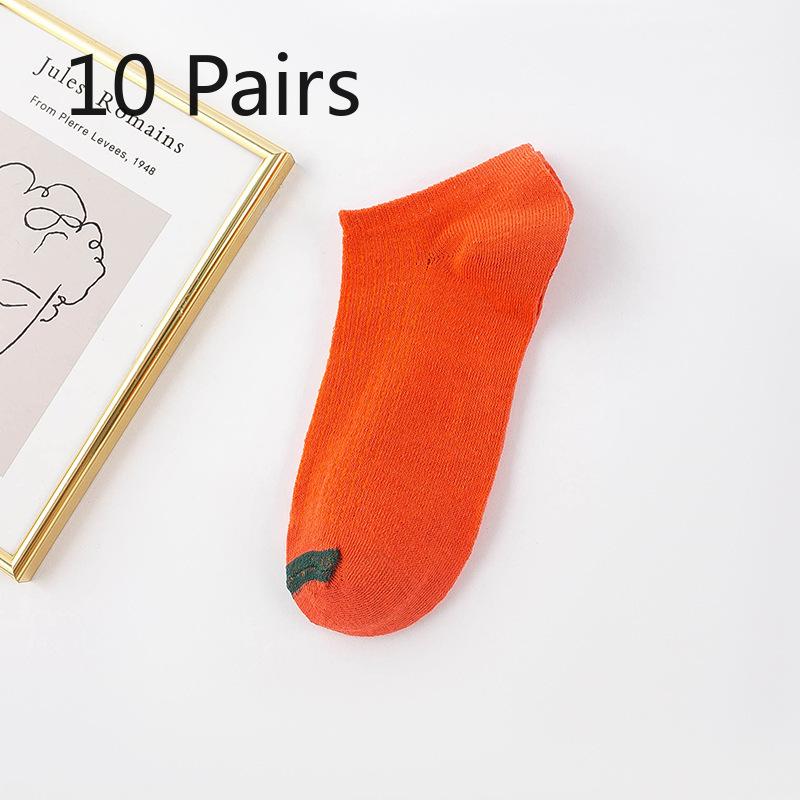 10 Pairs of Women Spring and Autumn Shallow Mouth Invisible Perspirant Breathable Boat Socks