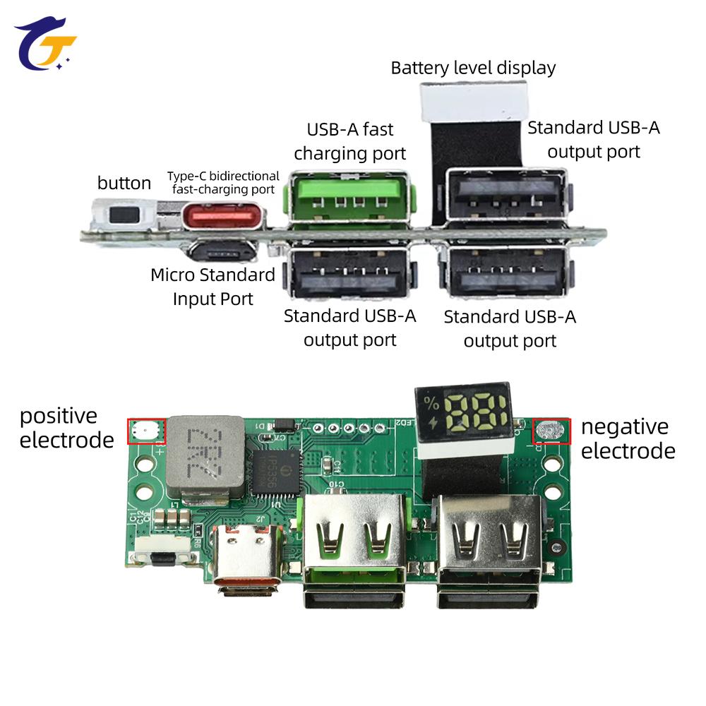 PD QC Full-Protocol Digital Display Fast Charging Module IP5356 for DIY Power Bank Projects with High Efficiency