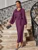 2025 Elegant V-neck Slimming Dress with Lantern Sleeves - Women's Cross-border Fashion
