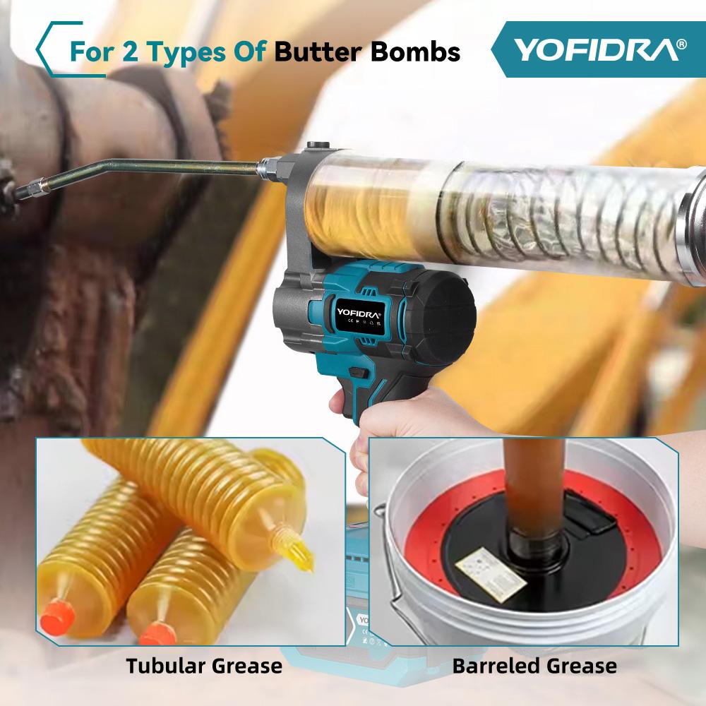 Yofidra 15000PSI 103Mpa Electric Grease Gun High Pressure Lubricating Oil Injector Machine Grease Gun For Makita 18V Battery Pin