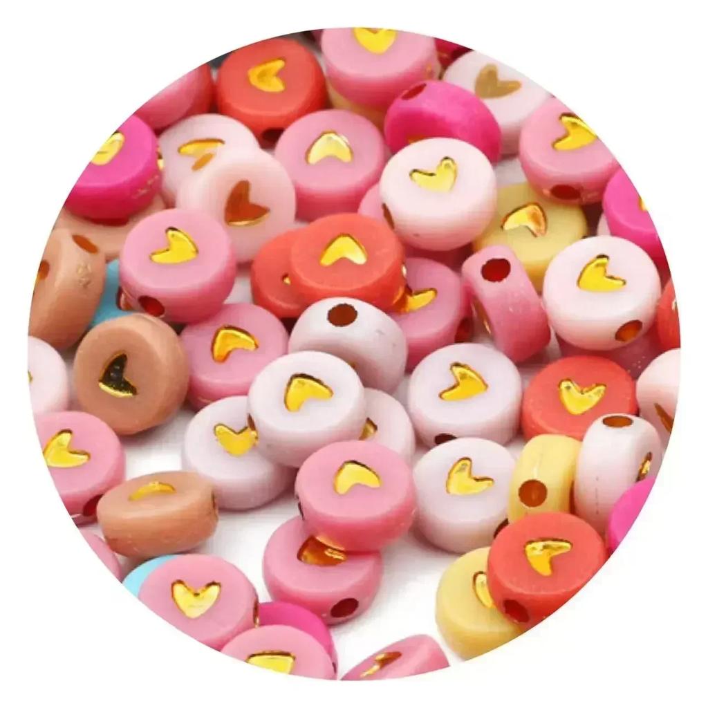 100-500PCS Love Heart Beads Acrylic Colorful Loose Spacer Beads for Jewelry Making DIY Handmade Bracelet Earrings Accessories