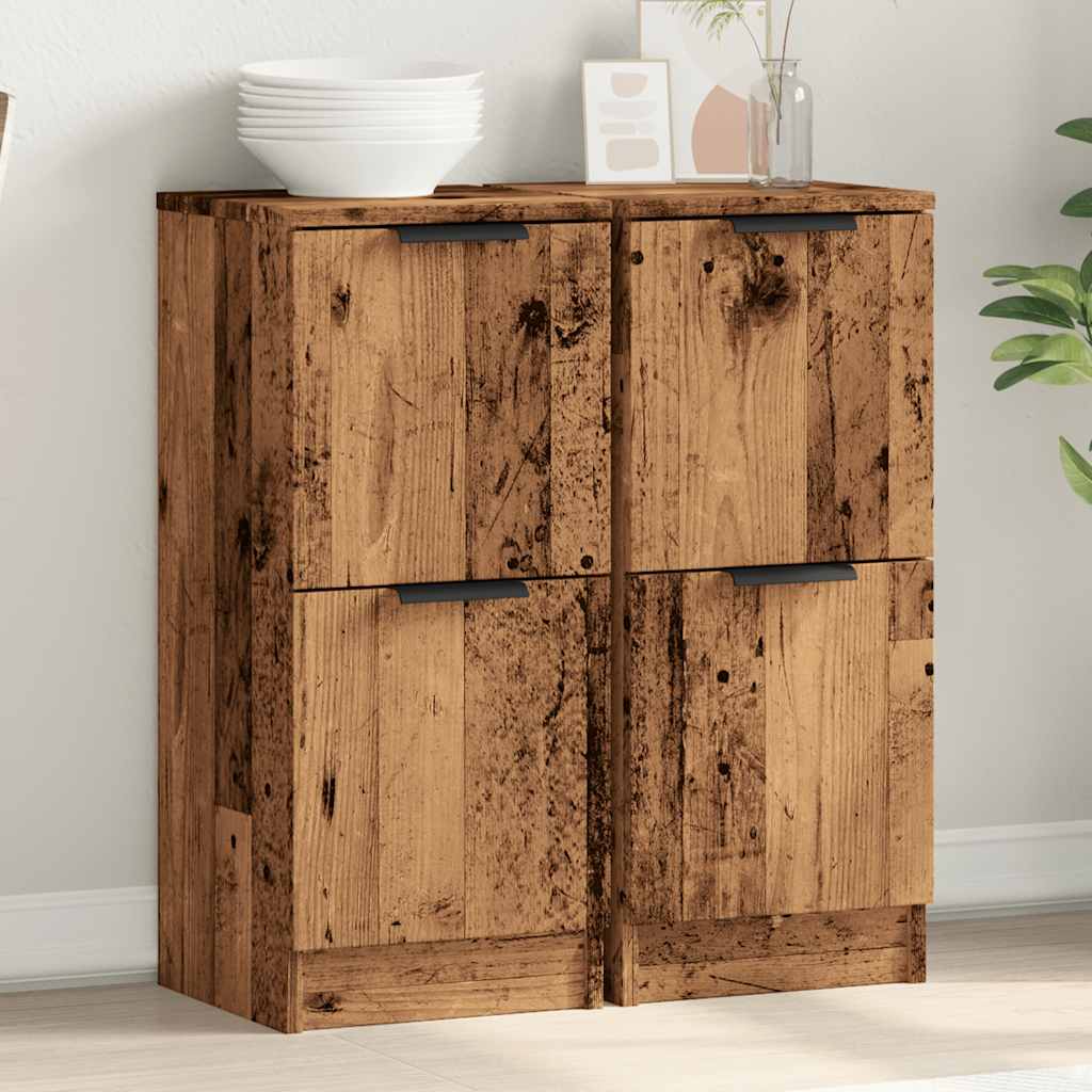 Sideboards 2 Pcs Vintage Wood Look 30 X 30 X 70 Cm Engineered Wood