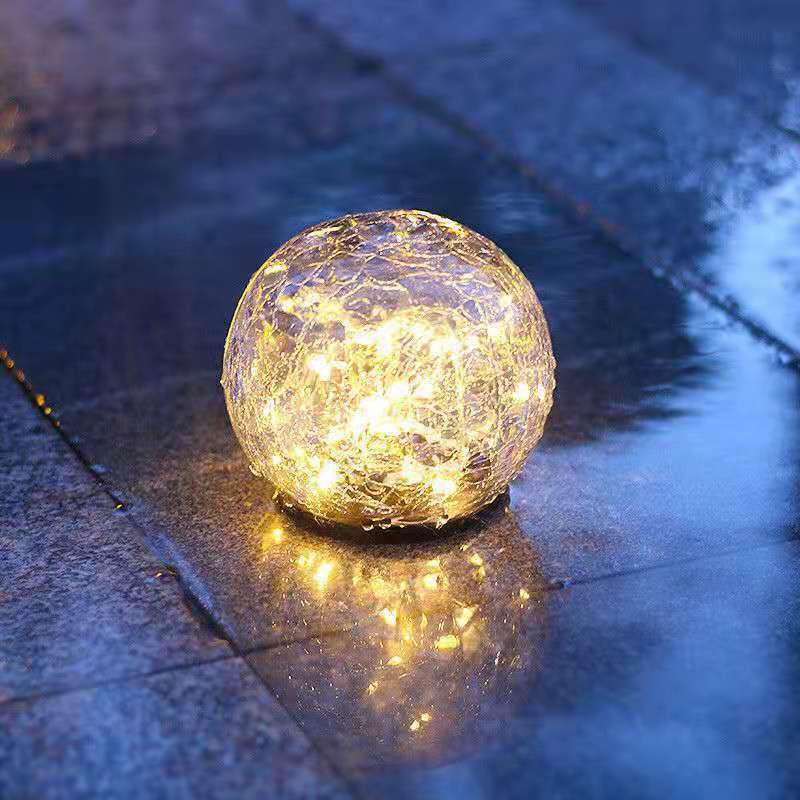 Solar-Powered Glass Crackle Light - Outdoor Garden Decoration, Creative Hanging Mason Jar for Christmas & Wishing Lights