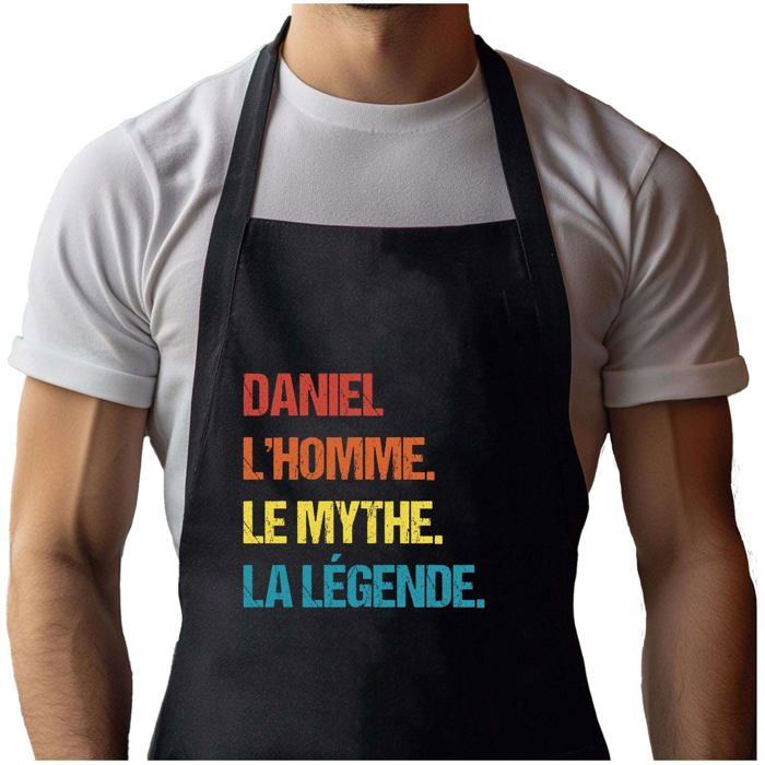 Tablier de cuisine - Vintage - Noir - Impression bretonne - Coton résistant ajustable