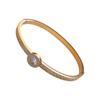 Stainless Steel Zircon Round Buckle Bangle: Luxury Fashion Bracelet for Versatile Wear.