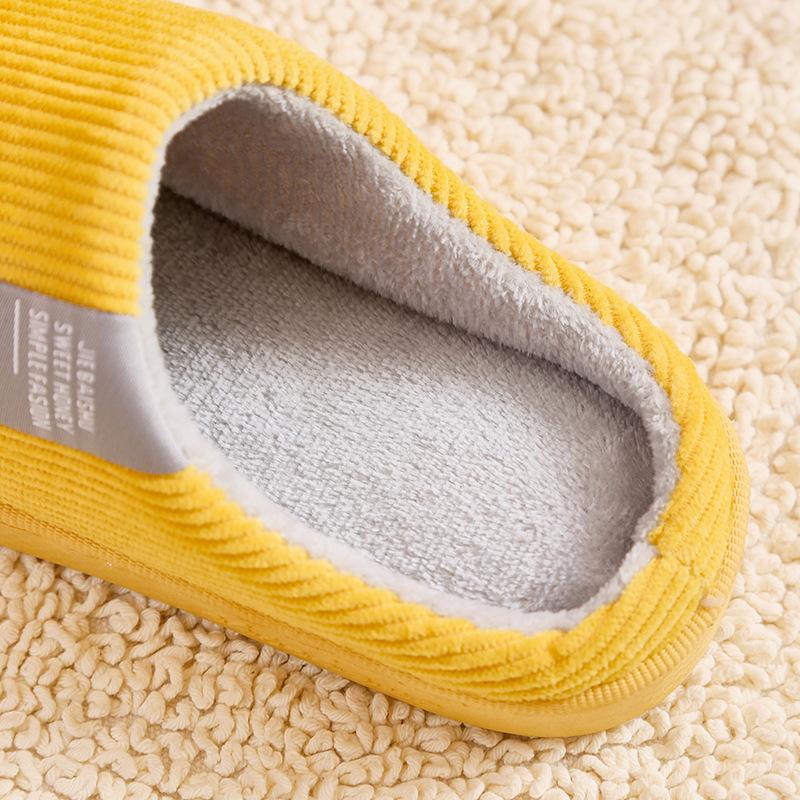 Cotton slippers women's autumn and winter indoor home couple warm confinement non-slip velvet winter slippers men