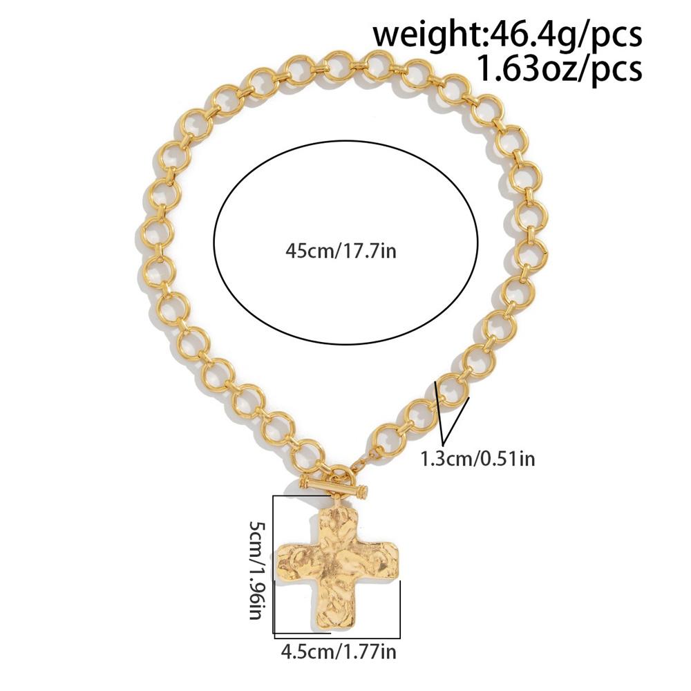 Punk Big Cross Pendant Necklace for Women Hip Hop OT Buckle Chain Grunge Goth Jewelry Gifts
