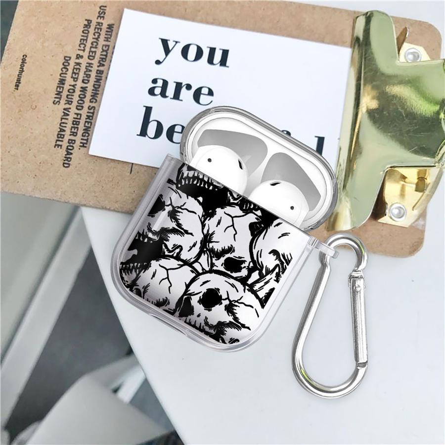 Case For Airpods Pro2 Pro 4 1 Pro3 2 3 Clear Earphone Cases Cover Creative Skull Art