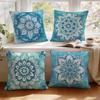 1/4pcs Teal Mandala Cushions Pillowcase Polyester Cushion Cover Throw Pillow Pillowcover Home Car Sofa Decor