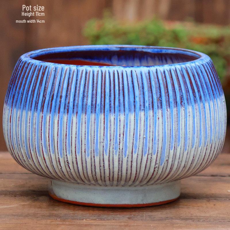Yixing Handmade Coarse Pottery Medium Succulent Planter - Breathable Zisha Ceramic Ebony Tree Pot for Green Plants