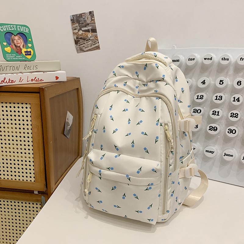 Schoolbag Schoolbag Female Ins Girl College Style Small Floral Backpack Korean Version Harajuku Printed Middle School Student Backpack Female