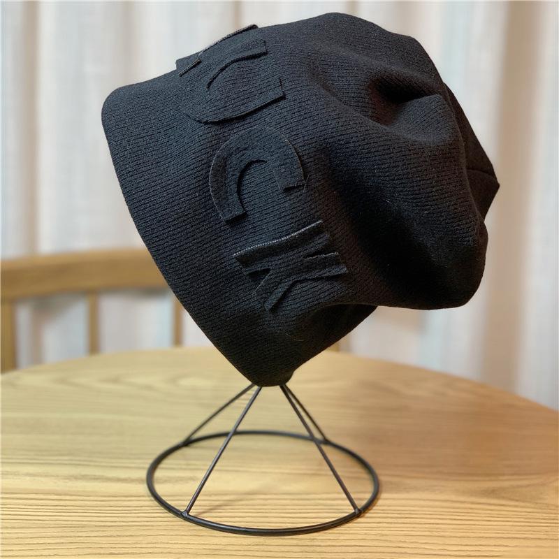 

Three dimensional Letter Winter Warm and Versatile Pile Hat for Women Trendy Toe Cap Knitted Hat one size
