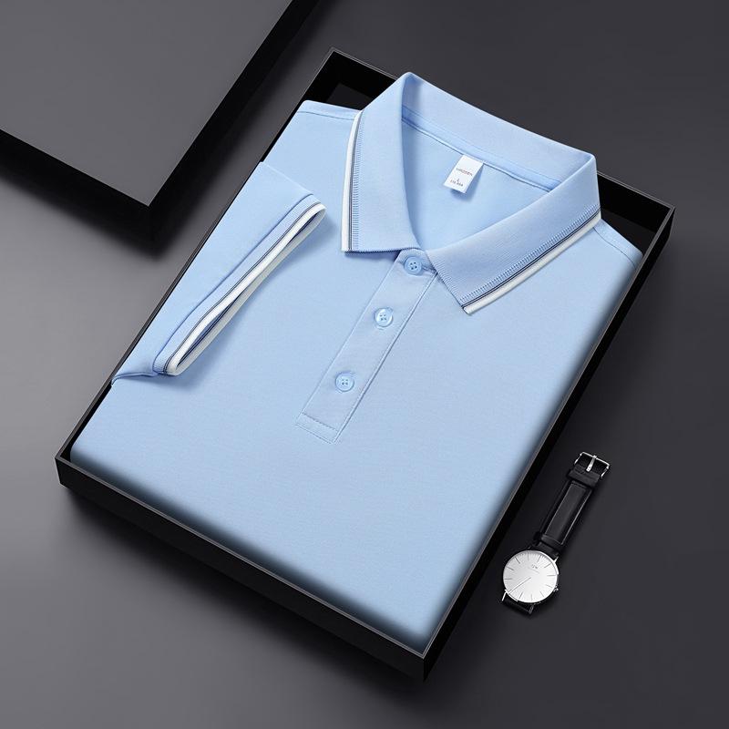 Comfortable Ice Lapel Collar Polo Shirt Summer Business Short Sleeve Casual Lapel Collarpolo S