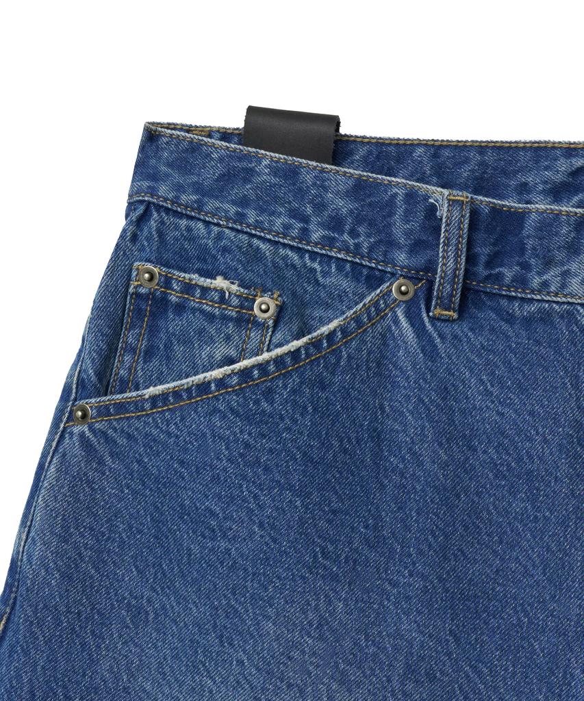 NOIRER Damaged Denim Shorts (Mid-Blue)