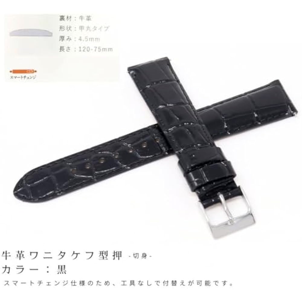 Seiko Band 20mm Cowhide Men's Black Black Watch Strap with Seiko Care Instructions RS03C20BK