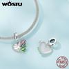 WOSTU 925 Sterling Silber Lotusblüten hängende Perle Pure, Glaube, Liebe Charms für Frauen Original Armband Armreif Halskette