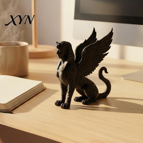 Niche Mysterious Home Decor 3D Printed Egyptian Sphinx Collectible Figurine, Statues, Ancient Gods Statue Unique Retro Totems Sculpture Ornaments,