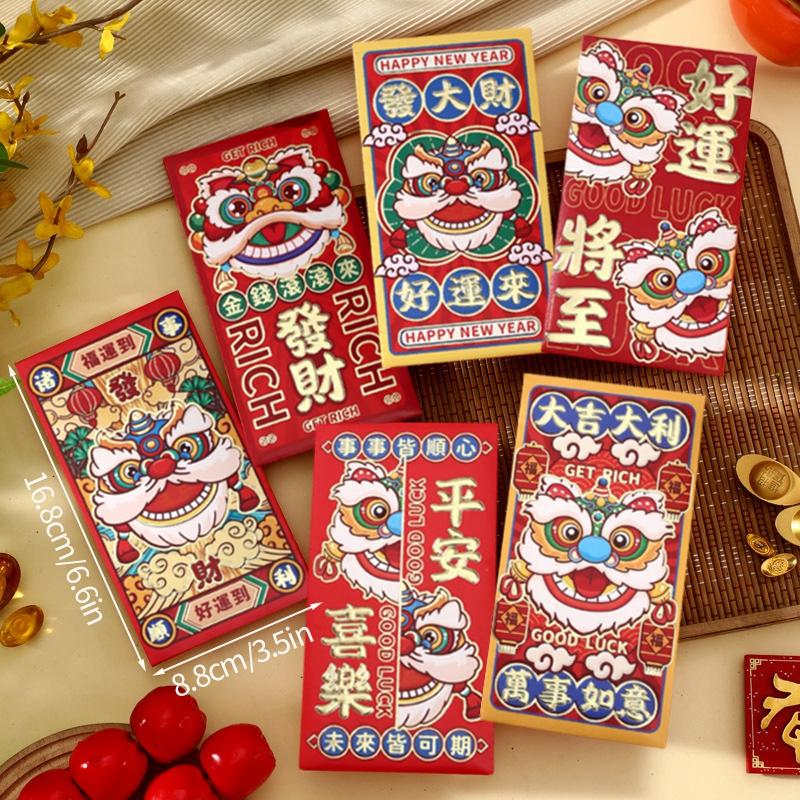 6pcs Chinese New Year Red Envelopes Cartoon Cute Snake Hongbao Spring Festival Red Packets Wedding Envelope Snake Money Packets