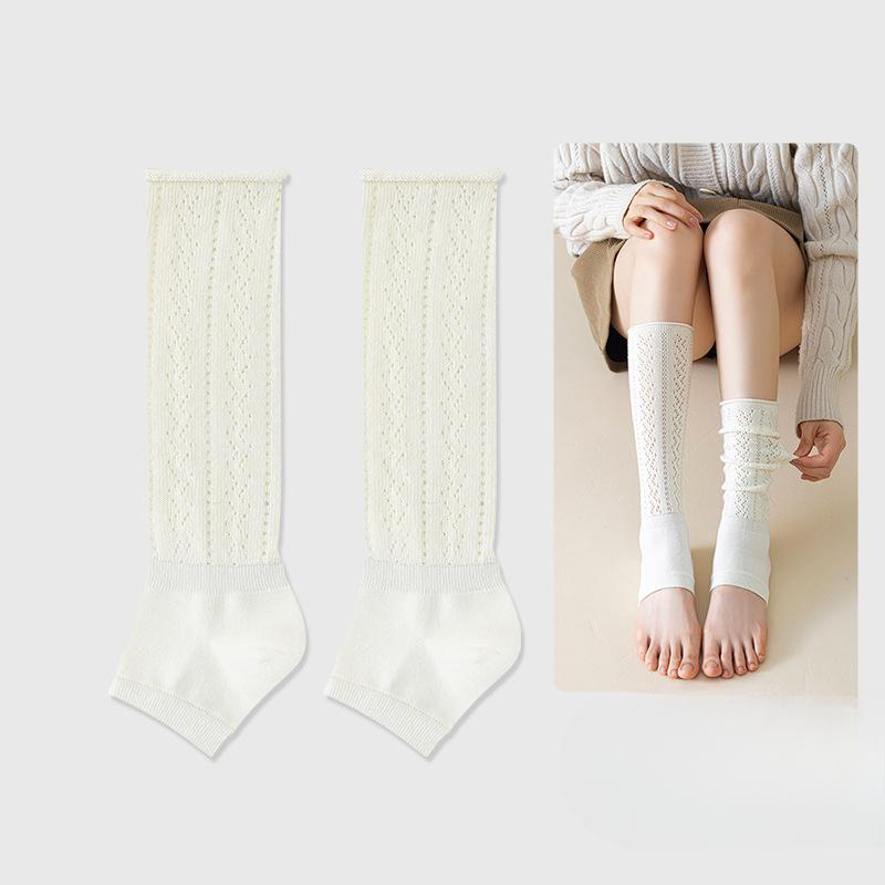 Female Spring and Autumn White Lace Warm Ballet Wind Calf Leg Set Pile Pile Socks