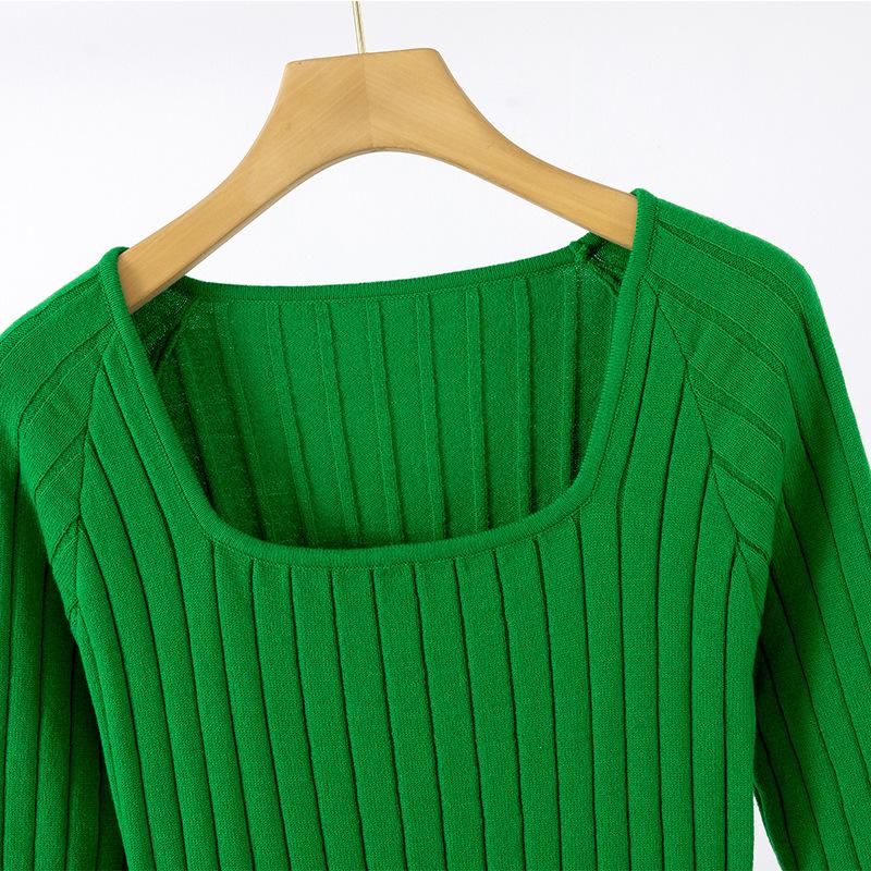 YYFS Dámská móda Ležérní Podzim Zima Jednobarevný Potisk Dlouhý Rukáv Čtvercový Výstřih Svetry