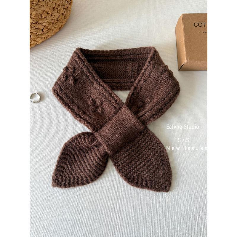 Soft and Waxy Jacquard Short Knitted Parent Child Neck Protection Cross Small Scarf and Scarf To Keep Warm In Autumn and Winter