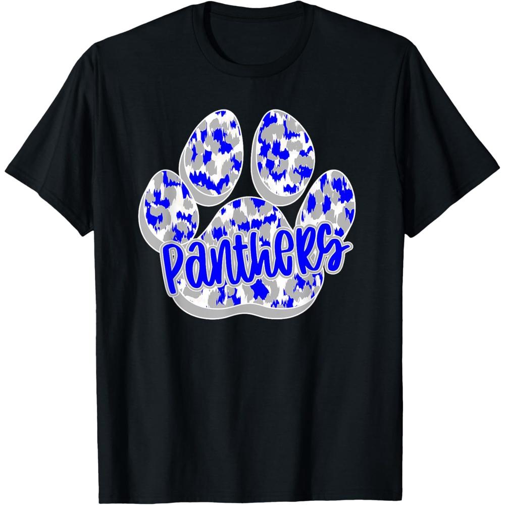Panthers Paw Print Blue Panther Pride School Spirit Panthers T Shirt XL чёрный