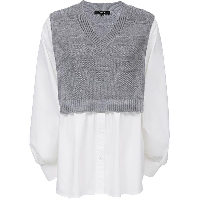 ONLY 2026 Spring Women's Faux Two-Piece Knit V-Neck Shirt