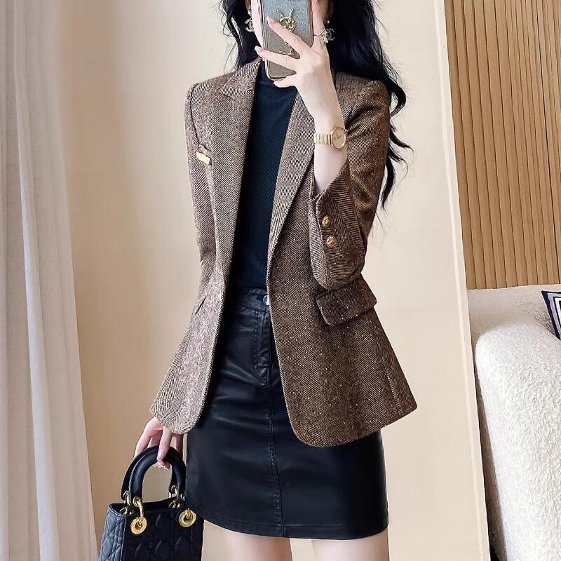 Женский шикарный блейзер-жакет Tluoman из смесовой шерсти 3XL