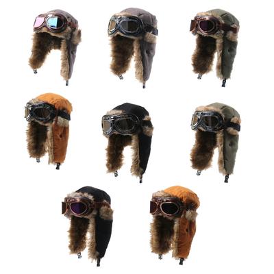Vintage Style Cold Weather Hat Thermal Ear Protection With Removable Goggles For Men Women Outdoor Sports And Winter Adventures