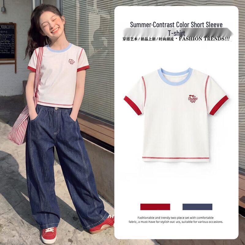 Moonkids Girls 2026 Stylish Summer Short-Sleeve Outfit Set 120cm