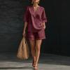 1116 summer new European and American V-neck short-sleeved shorts two-piece fashion loose casual suit women