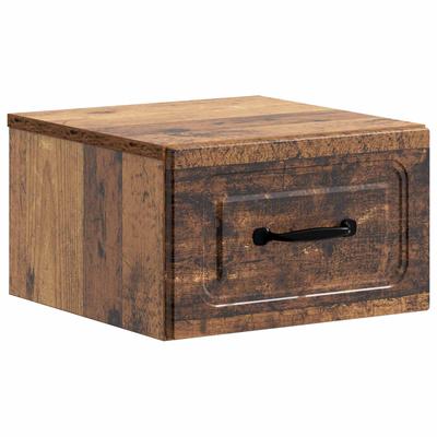 Wall Mounted Nightstand Reclaimed Wood Look 34.5 X 33 X 20 Cm
