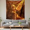 Golden Angel Warrior with Sword and Wings Wall Tapestry Halo Fiery Celestial Fantasy Decor for Living Room