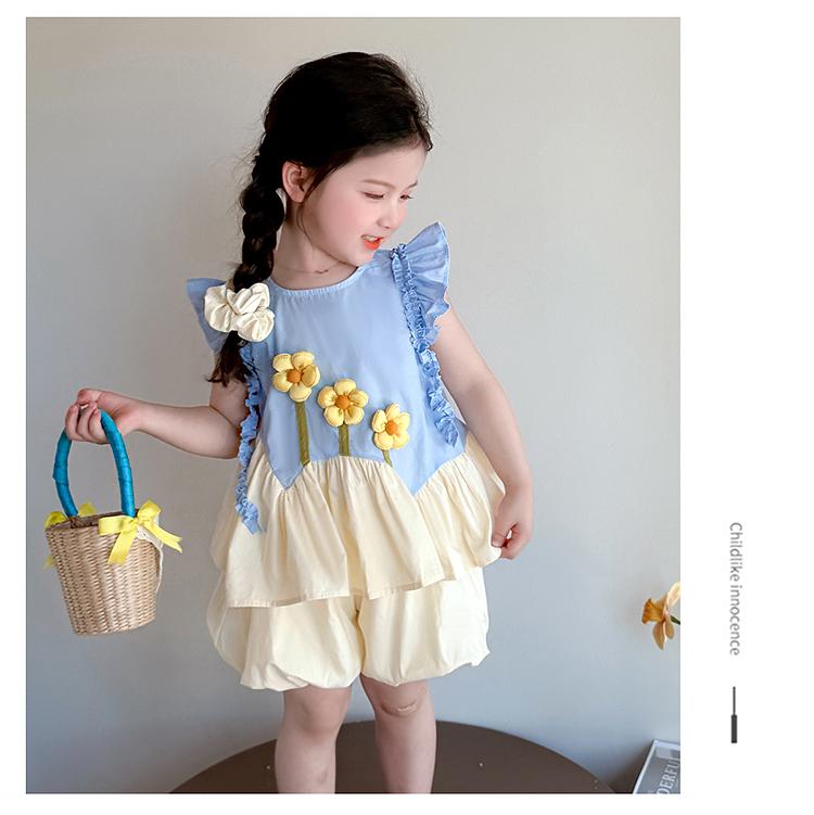 Girls' Summer Dress Set 2026 New Style Children's Summer Fashionable Thin Style Little Girl Baby Shorts Very Beautiful