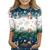 Christmas Children's 3/4 Sleeve Tops Casual  Printed Daily T Shirt Round Neck Pullover Blouse