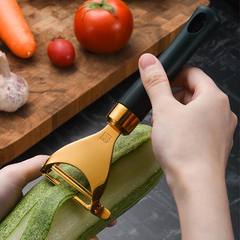 Edelstahl Schäler Küche Gold Obst Gemüse Reibe Kartoffel Multifunktion Karotte Sparschäler Gurkenhobel Schneider