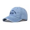 Embroidered Letter Nyc Denim Cap With Curved Brim And Windproof For Use Outdoor