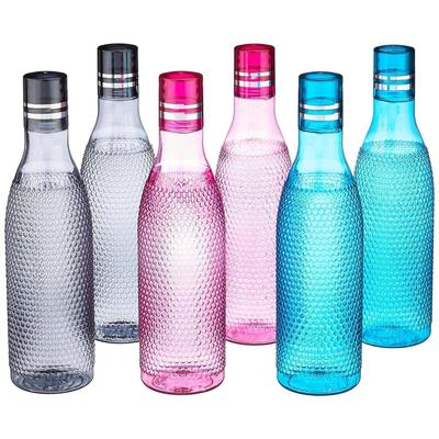Nerozbitná plastová láhev na vodu I Neprotéká I Bez BPA, Potravinářský materiál, Láhev na vodu do lednice I Ideální do posilovny, Každá 1 litr, Sada 6 kusů, Různé barvy